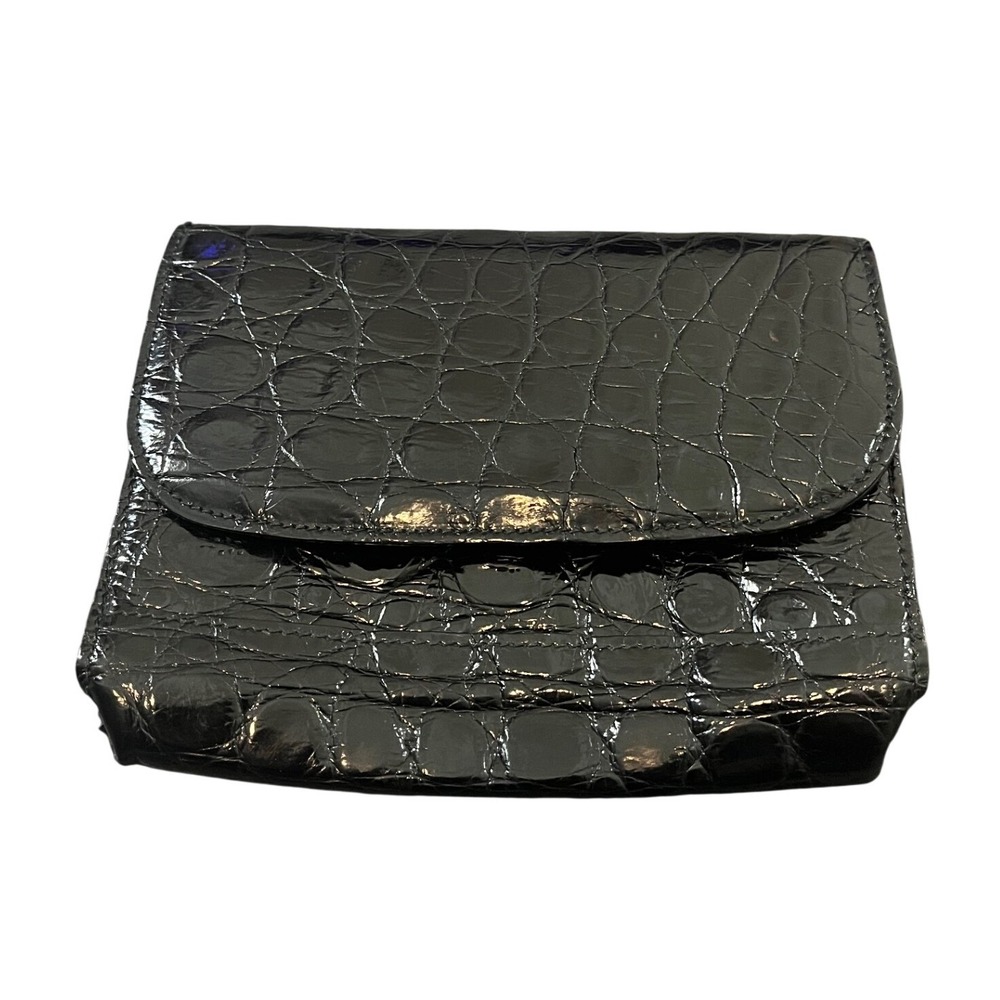 BD Jeffries Genuine Crocodile Clutch Bag Womens Black Italy Leather Vintage